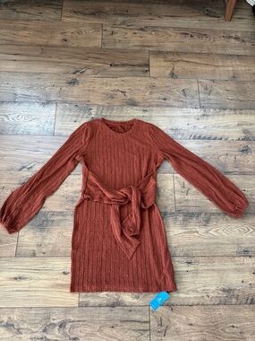 NWT Cupshe Rust Knit Tie-Waist Dress - Women